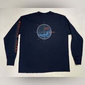 VINTAGE Nautica Jeans Co Graphic T-shirt Men Medium Navy Blue Long Sleeve
